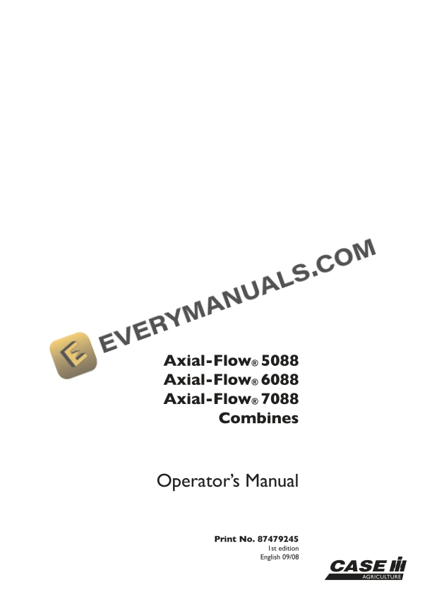 case axial flow 5088 6088 7088 combine operator manual 87479245 1
