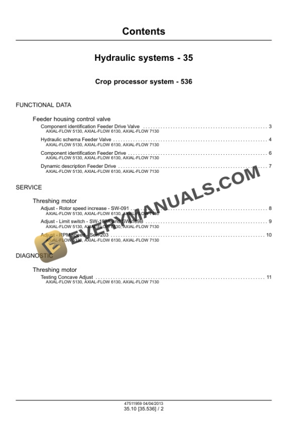 Case Axial-Flow 5130, 6130, 7130 Combine Service Manual 47511959 PDF 4 Case Axial-Flow 5130, 6130, 7130 Combine Service Manual 47511959 PDF - Image 2