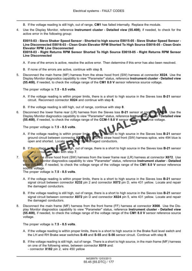 Case Axial-Flow 7120, 8120, 9120 Combine Service Manual 47471650-4