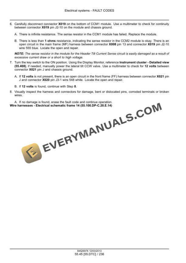 Case Axial-Flow 7120, 8120, 9120 Combine Service Manual 47471650-5