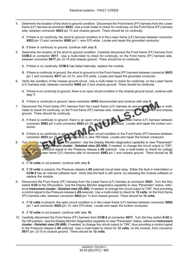 Case Axial-Flow 7120, 8120, 9120 Combine Service Manual 47471651-5