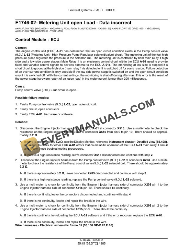 Case Axial-Flow 7120, 8120, 9120 Combine Service Manual 47471653-4