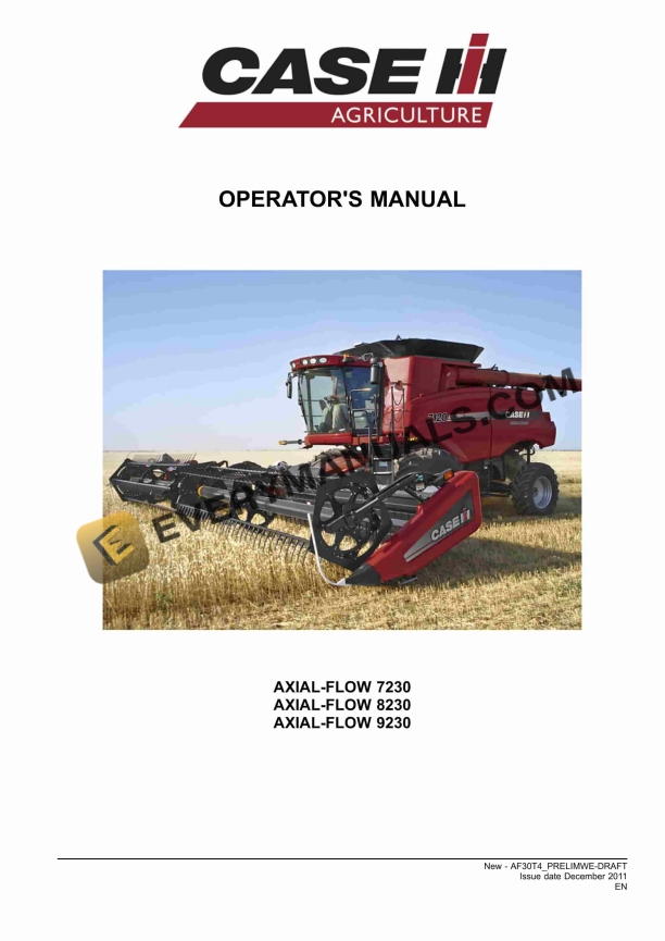 Case Axial-Flow 7230, 8230, 9230 Tractor Operator Manual AF30T4 PDF