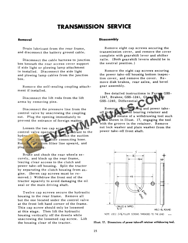 Case B-275 Tractor Transmission Service Manual GSS-1239-4