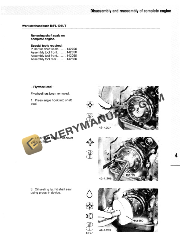 Case B-FL 1011-T Deutz Service Workshop Manual 291-1942-5