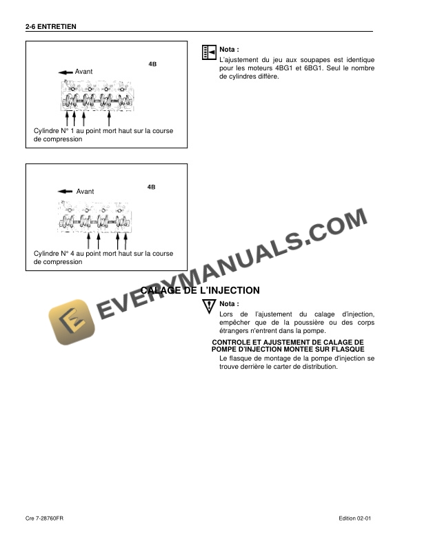 Case BB-4BG1T, BB-6BG1T Isuzu Engine Service Manual 7-28760 FR-2