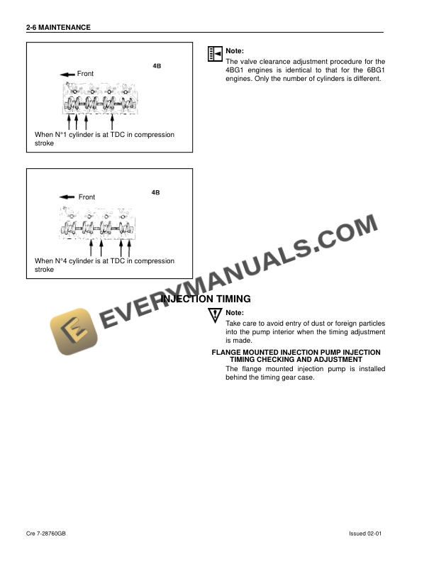 Case BB-4BG1T, BB-6BG1T Isuzu Engine Service Manual 7-28760GB-2