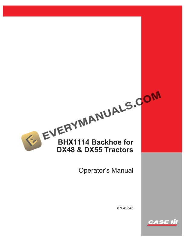 case bhx1114 backhoe for dx48 dx55 tractor operator manual 87042343 1