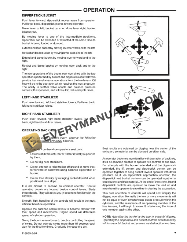 Case BHX1114 Backhoe for DX48, DX55 Tractor Operator Manual 87042343-2