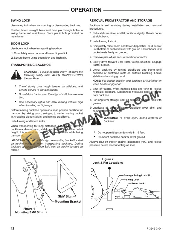 Case BHX190 Backhoe for D and DX Series Tractor Operator Manual 87042341-3