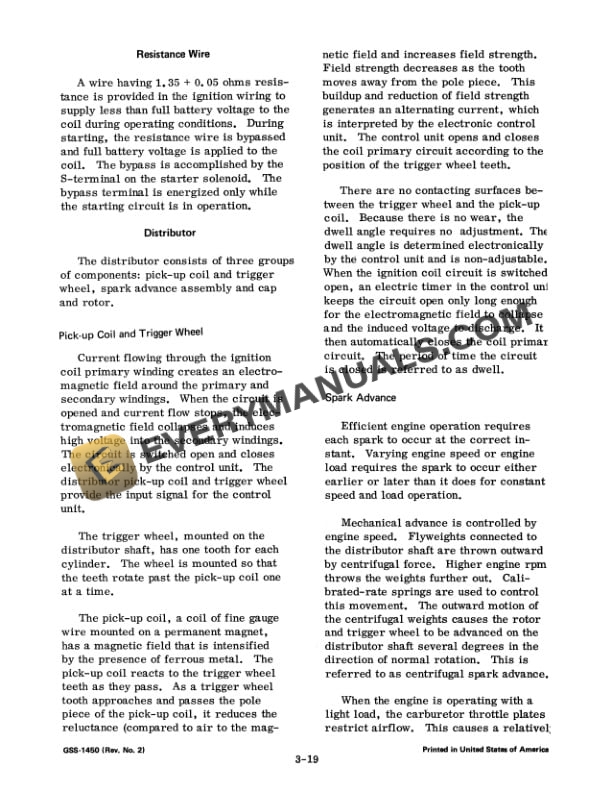 Case C-232, C-258 Gasoline Engine and Fuel System Service Manual GSS-1450-5