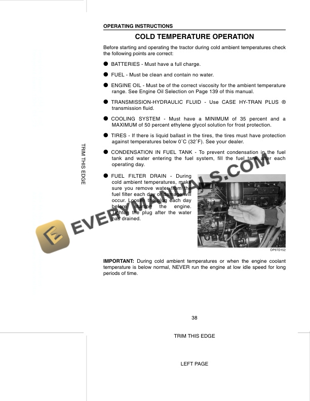 Case C50, C60, C70, C80, C90, C100 Tractor Operator Manual 9-80301-2