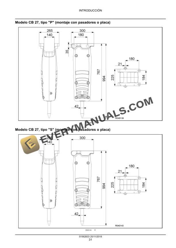 Case CB 18S, CB 27S, CB 37S Hydraulic Hammer Service Manual 51562833 ES-3