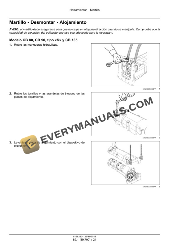 Case CB 80S, CB 90S, CB 135S Hydraulic Hammer Service Manual 51562834 ES-4