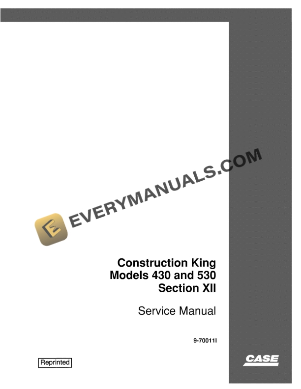 case construction king models 430 530 section xii service manual 9 70011i 1