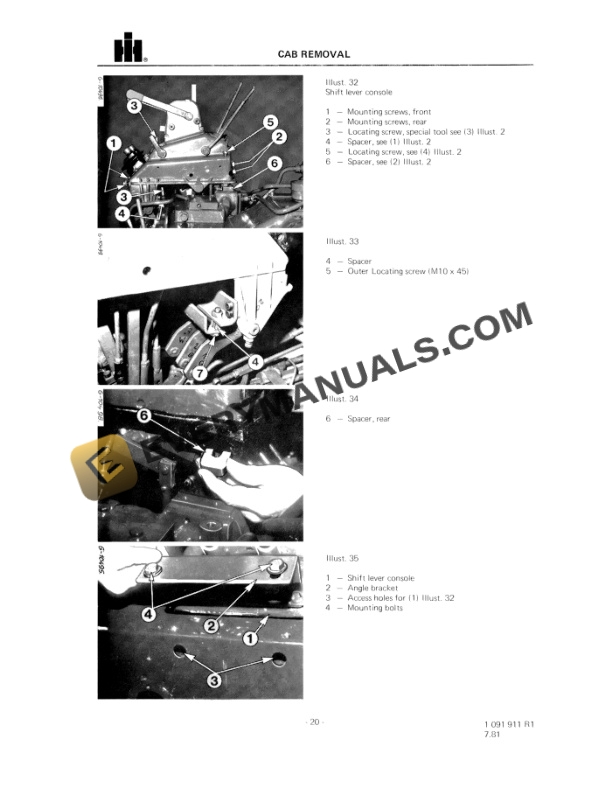 Case Contral Center for XL Series Diesel Tractor Service Manual 1091911R1-3