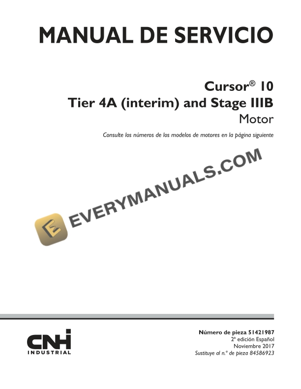Case Cursor 10 Tier 4A (Interim) and Stage IIIB Engine Service Manual 51421987 ES PDF