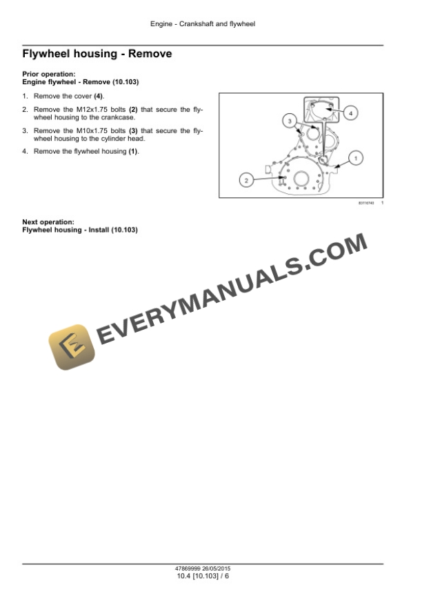 Case Cursor 13 Two Stage Turbocharger Tier 4B (Final) and Stage IV Engine Service Manual 47869999-2