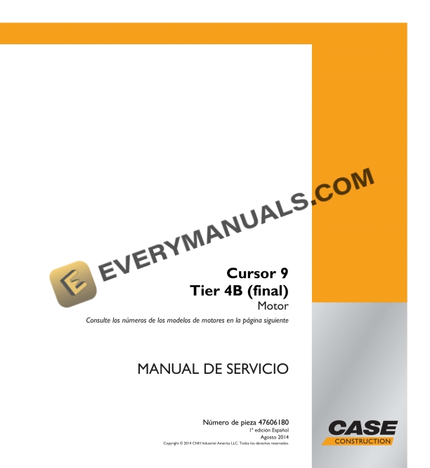 Case Cursor 9 Tier 4B (Final) Motor Service Manual 47606180 ES PDF