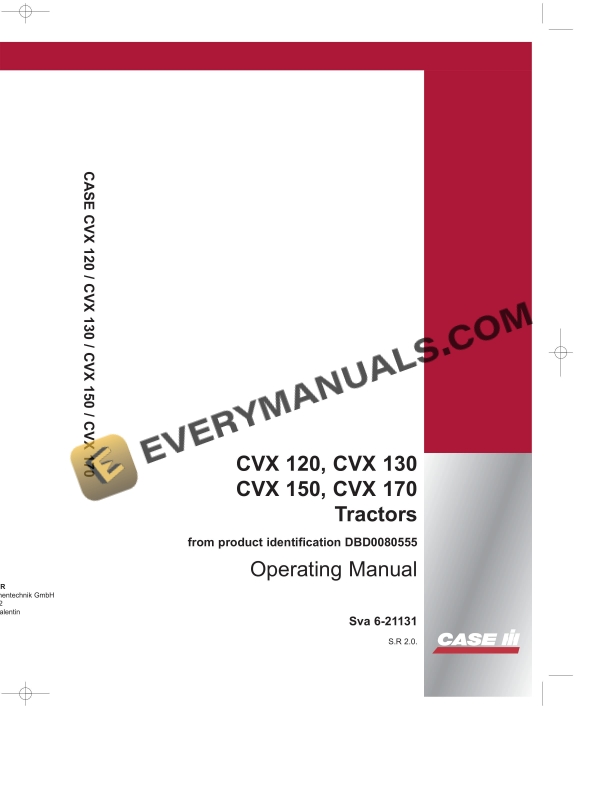 case cvx 120 cvx 130 cvx 150 cvx 170 tractor operator manual 6 21131 1