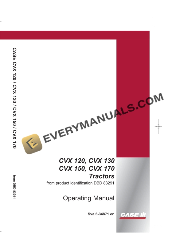 Case CVX 120, CVX 130, CVX 150, CVX 170 Tractor Operator Manual 6-34871 PDF