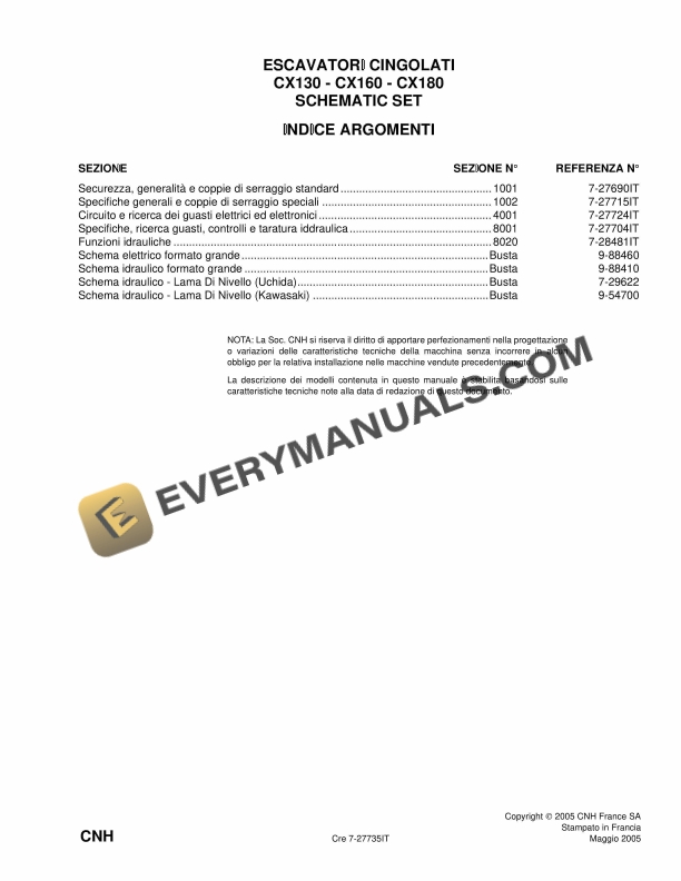 case cx130 cx160 cx180 crawler excavator schematic set 7 27735it 1