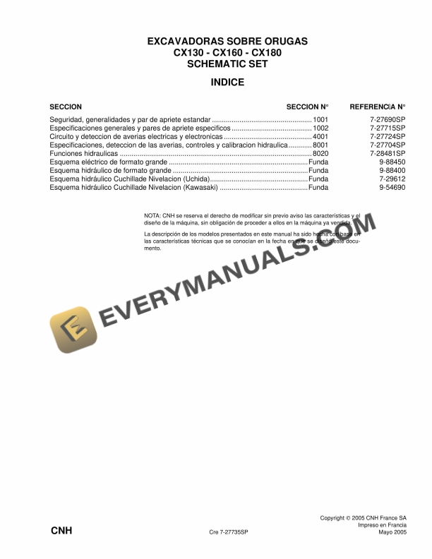 case cx130 cx160 cx180 crawler excavator schematic set 7 27735sp 1