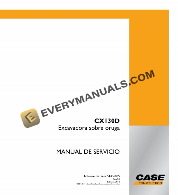 case cx130d crawler excavator service manual 51436805 es 1