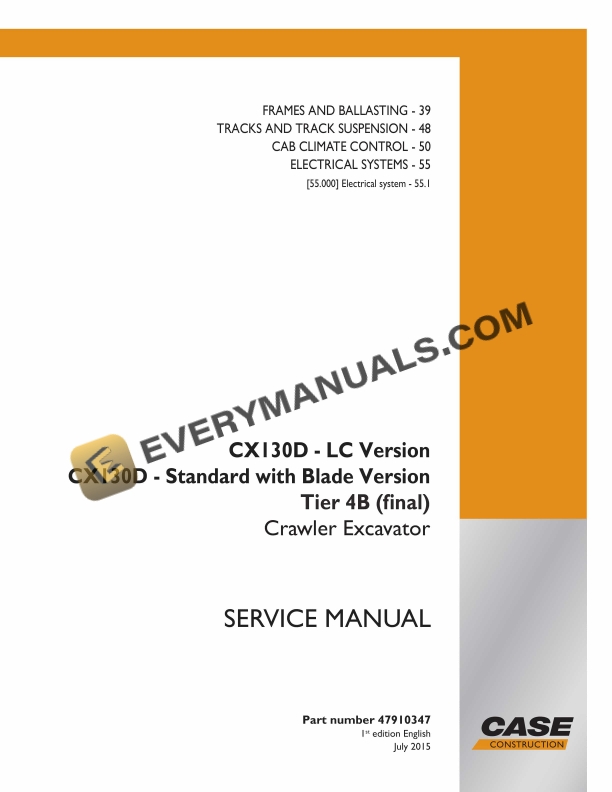 case cx130d lc version cx130d standard with blade version tier 4b final crawler excavator service manual 47910347 1