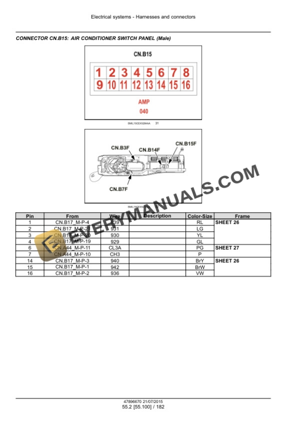 Case CX130D - LC Version, CX130D - Standard with Blade Version Tier 4B (Final) Crawler Excavator Service Manual 47910348-3