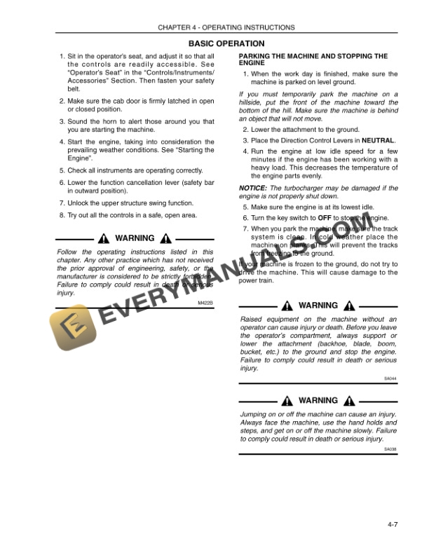 Case CX135B Hydraulic Excavator Operator Manual 84290497-3