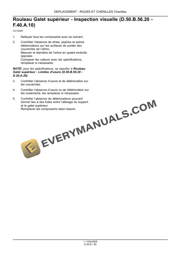 Case CX135SR Crawler Excavator Repair Manual 9-88181 FR-3