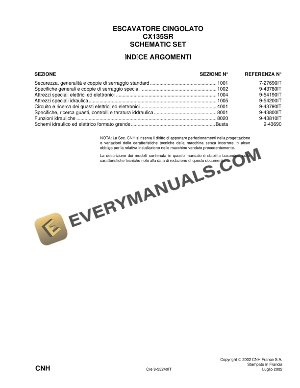 case cx135sr crawler excavator schematic set 9 53240it 1