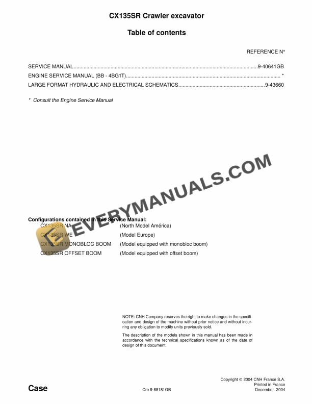 case cx135sr crawler excavator service manual 9 88181gb 1