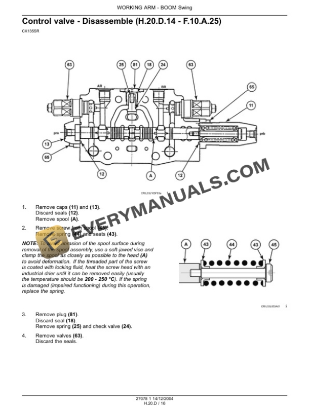 Case CX135SR Crawler Excavator Service Manual 9-88181GB-5