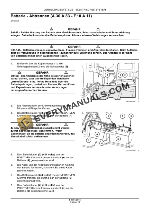 Case CX135SR Excavator Service Manual 9-88181 DE-2
