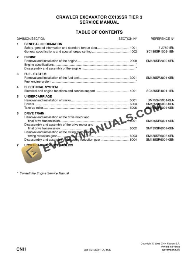 case cx135sr tier 3 crawler excavator service manual 7 27691en 1
