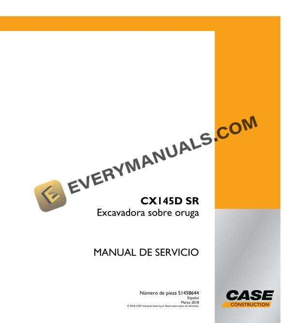 case cx145d sr crawler excavator service manual 51458644 es 1