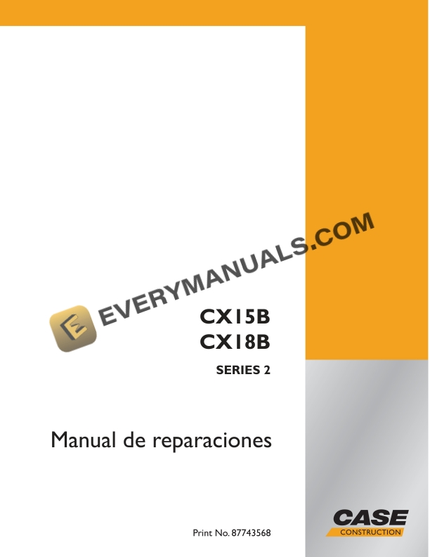 case cx15b cx18b series 2 mini excavator repair manual 87743568 1