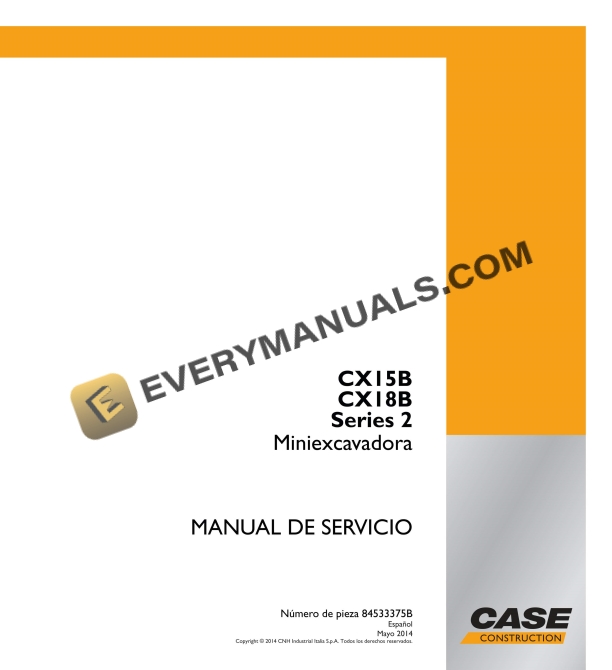 case cx15b cx18b series 2 mini excavator service manual 84533375b es 1