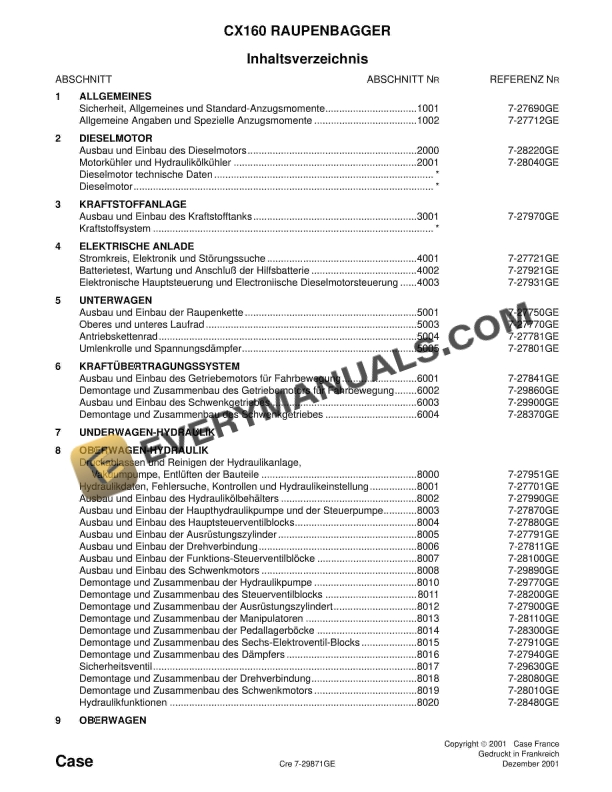 case cx160 crawler excavator service manual 7 29871ge 1