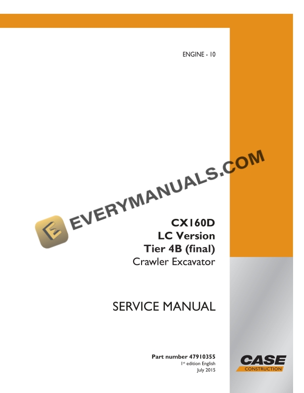 case cx160d lc version tier 4b final crawler excavator service manual 47910355 1