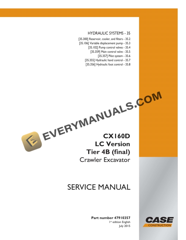 case cx160d lc version tier 4b final crawler excavator service manual 47910357 1