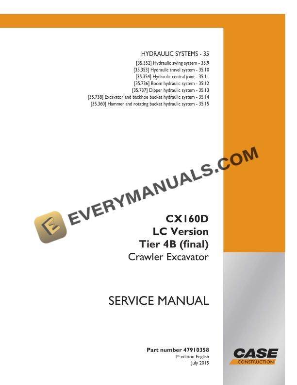 case cx160d lc version tier 4b final crawler excavator service manual 47910358 1