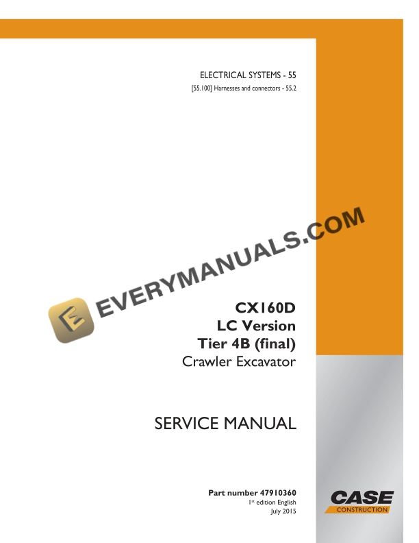 case cx160d lc version tier 4b final crawler excavator service manual 47910360 1