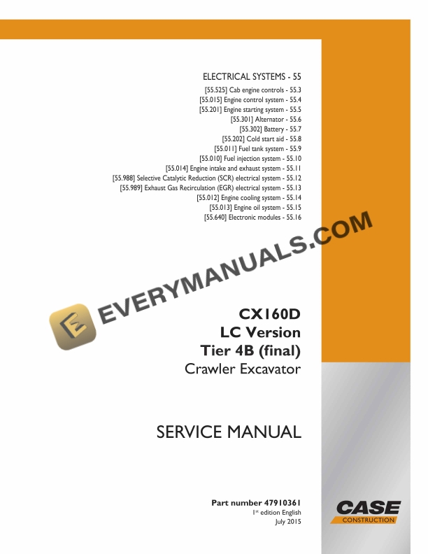 case cx160d lc version tier 4b final crawler excavator service manual 47910361 1