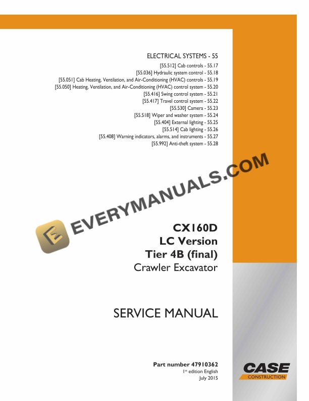 case cx160d lc version tier 4b final crawler excavator service manual 47910362 1