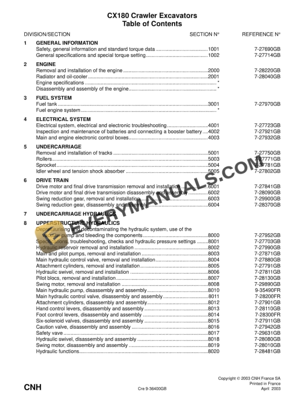 case cx180 crawler excavator service manual 9 36400gb 1