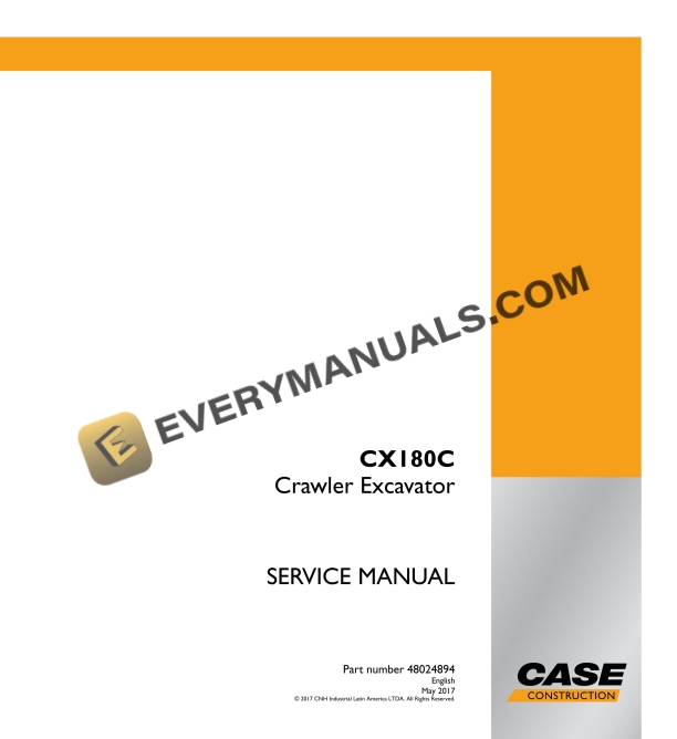 case cx180c crawler excavator service manual 48024894 1
