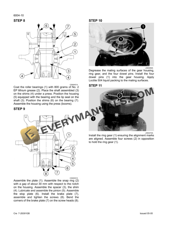 Case CX210, CX230, CX240 Crawler Excavator Service Manual 9-93541GB-3